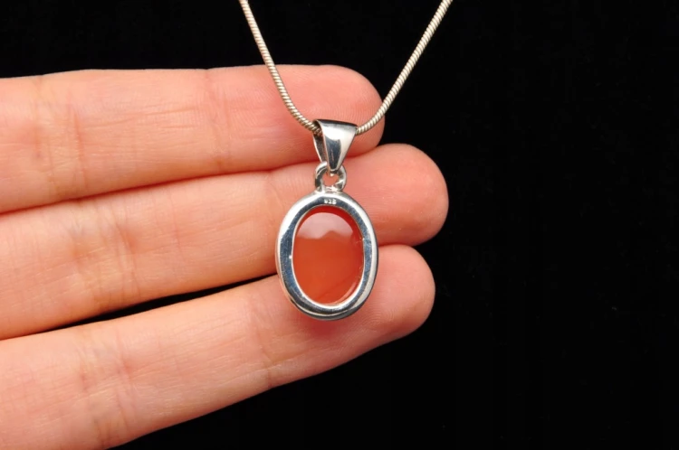 * KARNEOL BRAZYLIA ELEGANCKA BIŻUTERIA NATURALNA ZAWIESZKA SREBRO 925 NR 2