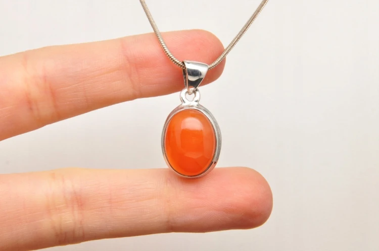 * KARNEOL BRAZYLIA ELEGANCKA BIŻUTERIA NATURALNA ZAWIESZKA SREBRO 925 NR 2