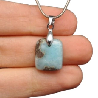 * LARIMAR DOMINIKANA UROKLIWA ZAWIESZKA KWADRAT UNIKATOWY KAMIEŃ NR 1 *