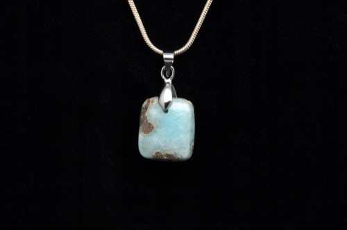 * LARIMAR DOMINIKANA UROKLIWA ZAWIESZKA KWADRAT UNIKATOWY KAMIEŃ NR 1 *