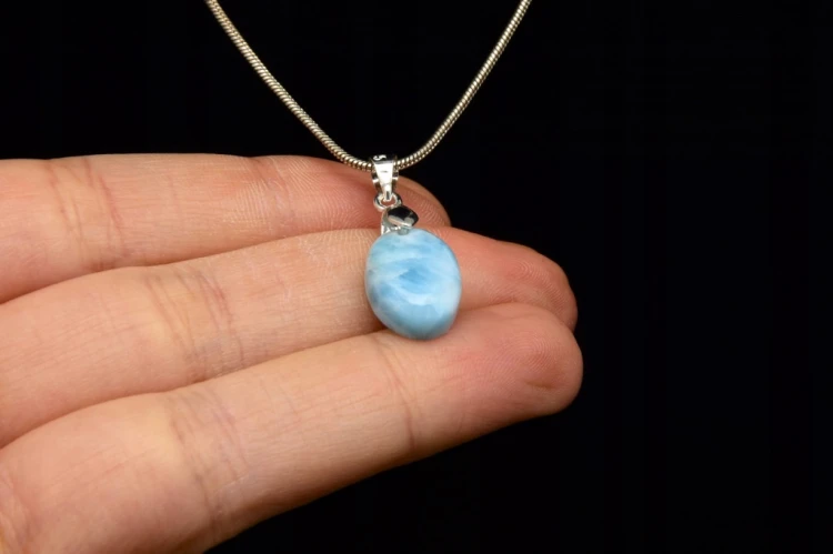 * LARIMAR DOMINIKANA UNIKATOWA MAŁA ZAWIESZKA DELIKATNA BIŻUTERIA NR 7 *