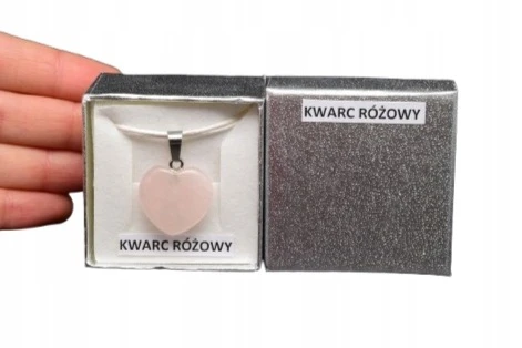 * KWARC RÓŻOWY ZACHWYCAJĄCA ZAWIESZKA SERCE W PUDEŁKU NR 11 *