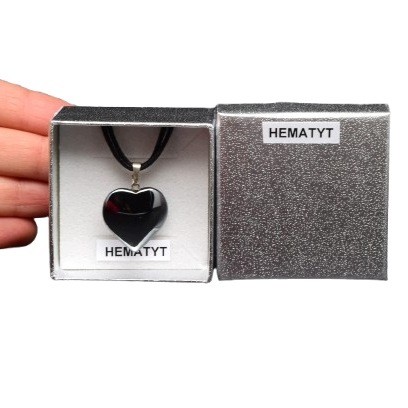 * HEMATYT NIETYPOWA ZAWIESZKA SERCE W PUDEŁKU METALICZNY POŁYSK NR 15 *