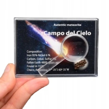 * METEORYT CAMPO DEL CIELO W PUDEŁKU Z LUPĄ DO KOLEKCJI NR 9 *