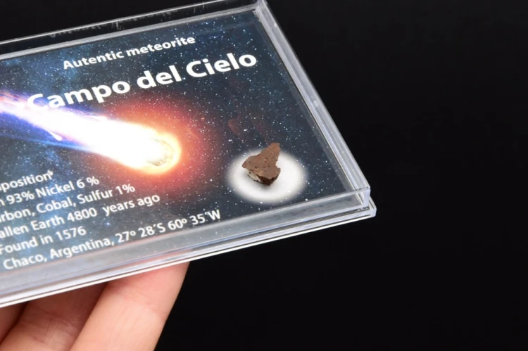 * METEORYT CAMPO DEL CIELO ŚWIETNY OKAZ W PUDEŁKU Z LUPĄ NR 4 *