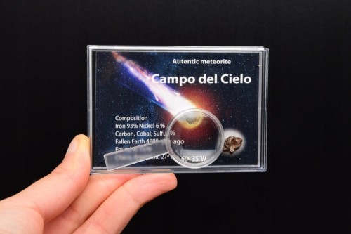 * METEORYT CAMPO DEL CIELO W PUDEŁKU Z LUPĄ ORYGINALNY OKAZ NR 3 *
