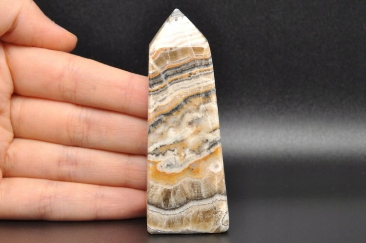* KALCYT ZEBRA PAKISTAN ŚLICZNY OBELISK WIEŻA CIEKAWY MINERAŁ NR 3 *