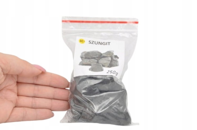 * SZUNGIT ROSJA 250G W WORECZKU RÓŻNEJ WIELKOŚCI MINERAŁY *